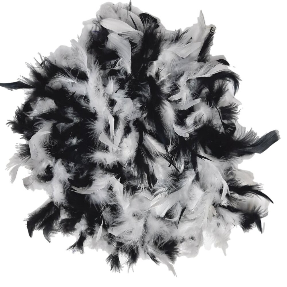 Black and White Mix 3 Ct Chandelle Feather Boa 45 gm 2 yds
